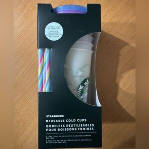 Starbucks Reusable Color Changing Cold Cups with Multicolor Straws